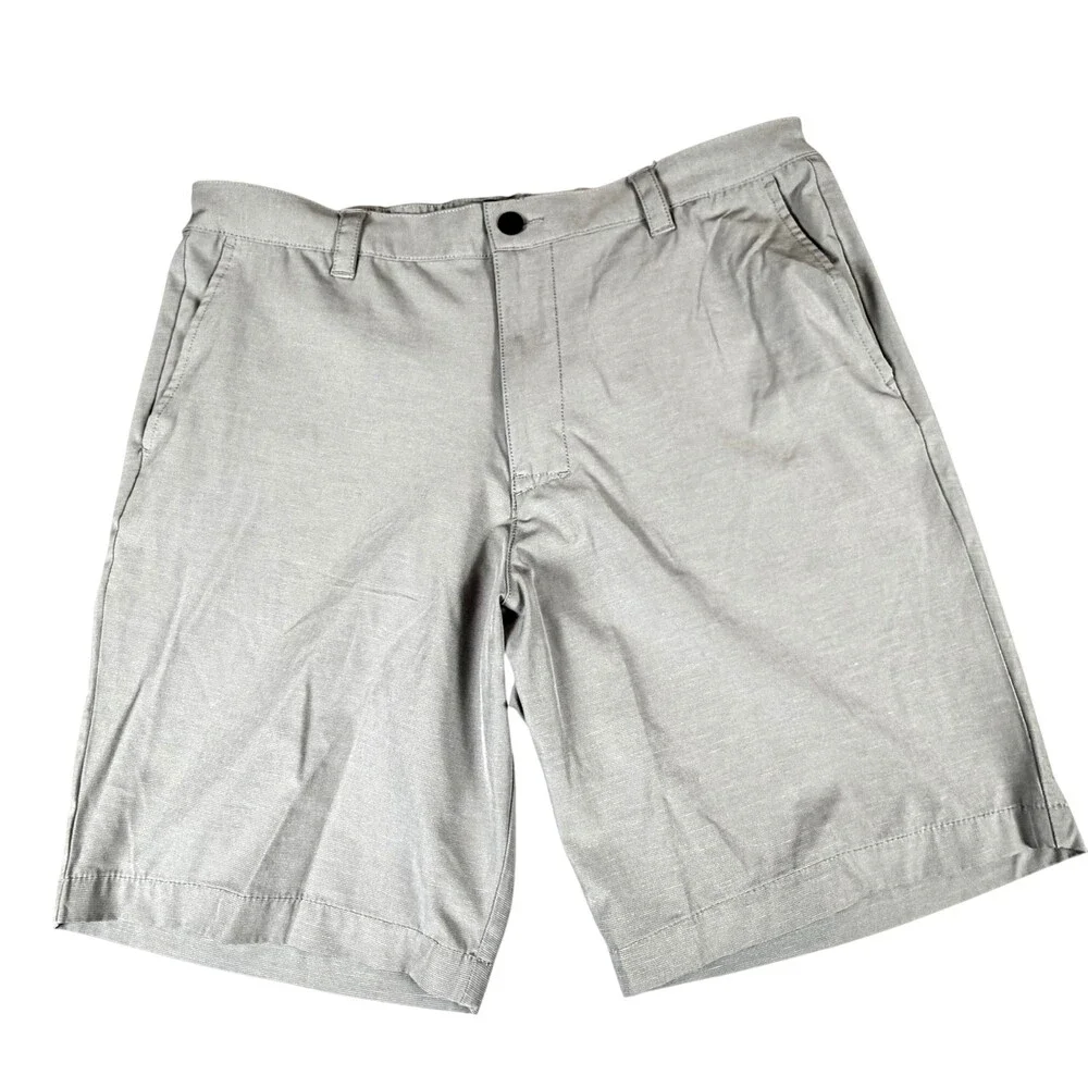 Banana Republic Shorts Mens 37x9.5 Gray Chino Elastic Waist Stretch Casual